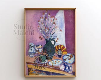 Henri Matisse, Still Life with Asphodels, Colorful Print, Matisse Print, Pink Wall Art, Printable Wall Art, Digital Download
