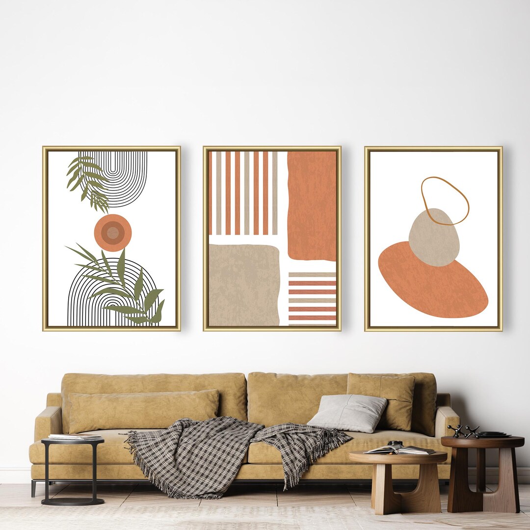 Mid Century Modern Art Print Set of 3 Neutral Modern Wall Art Boho Wall ...