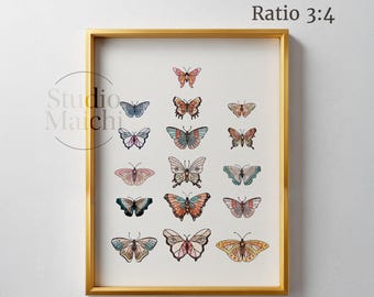 Boho Butterflies Printable Art, Butterfly Print, Boho Wall Decor, Boho Prints, Nursery Home Decor, Digital Download