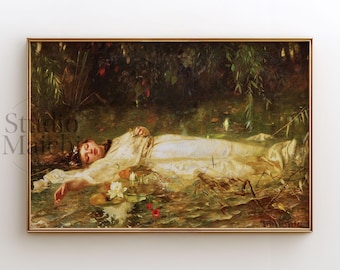 Ophelia by Friedrich Wilhelm Theodor Heyser, Pre-Raphaelite Printable Wall Art, Digital Download