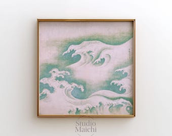 Ogata Korin wave, japanese wall art, retro art, beach house decor, neutral wall art, nature prints, farmhouse decor, printable wall art