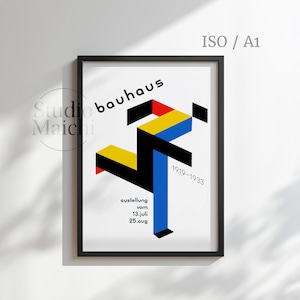 Bauhaus Printable Poster, Modern Abstract Wall Art, Geometric Mid Century Decor, Minimalist Art Prints, Digital Download