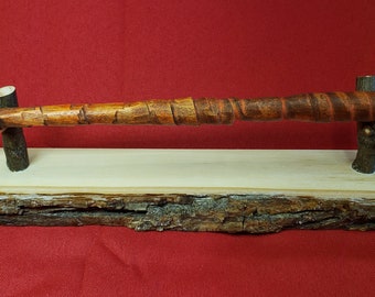 Orange and Dark Walnut Pine Wand with Stand