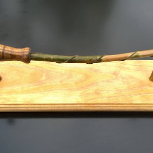 Handmade Dark Oak and Pine Twisted Wand with Display Stand