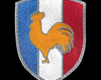 Patch Thermocollant Coq Rugby Bleu - Écusson Décoration Vêtements & Sacs | 4 X 6,5 Cm