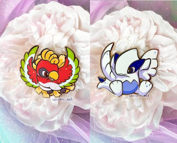 Broche en émail Ho-Oh et Lugia