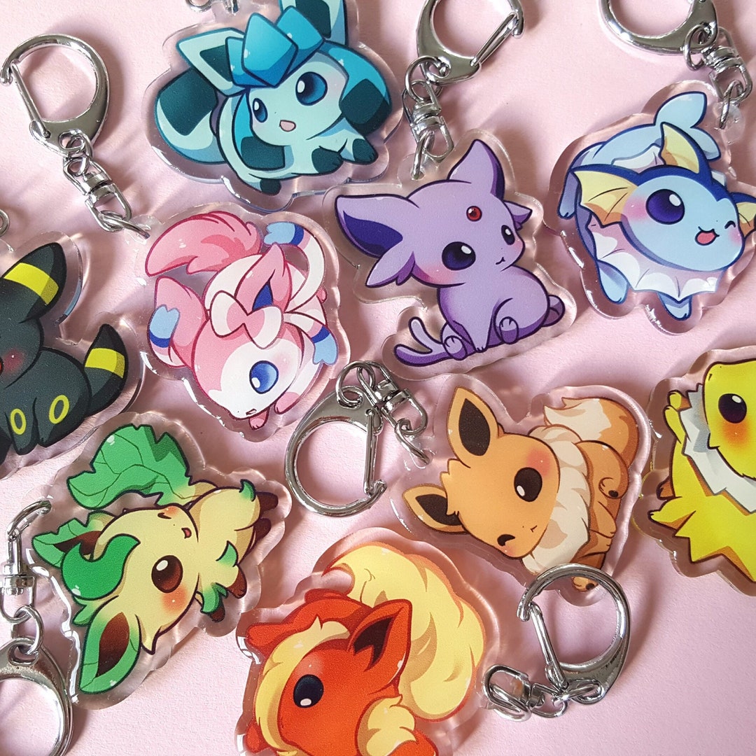 Pokemon Eeveelutions + Pallet Pals Charms (2 inch, Clear Acrylic + Glitter)