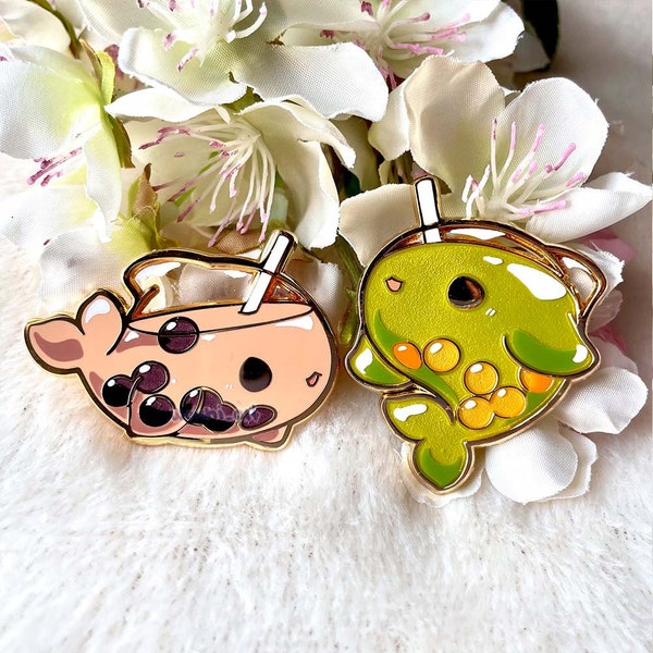 SECONDS Bubble Tea Kawaii Animal Whale Enamel Pin