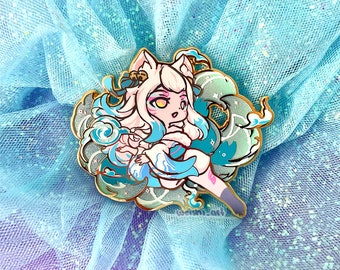 Spriti Blossom Ahri White Fox LIMITED Enamel Pin