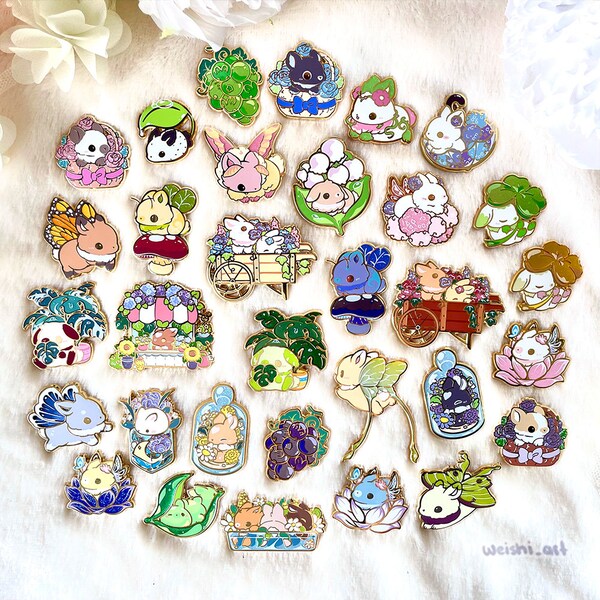 Flower Botany Bunnies Enamel Pins