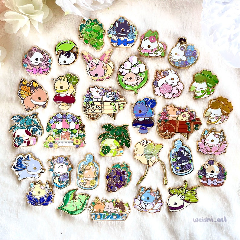 Flower Botany Bunnies Enamel Pins Bild 1