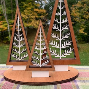 Layered Tree trio. christmas trees, laser cut decorations, pine tree, decorations, christmas