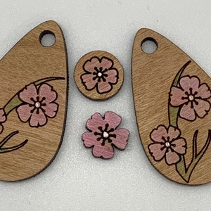 As flores de cerejeira estão florescendo!! Arquivos SVG para brincos! Glowforge laser Epilog Laser brincos pendurados