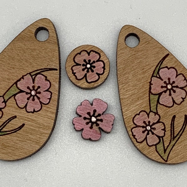 Cherry Blossom are blooming!!  SVG files for earrings!  Glowforge  laser Epilog Laser  earrings studs dangle