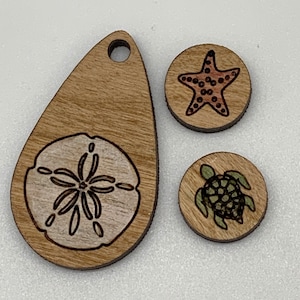 Beach themed earring files.  Sand dollar starfish turtle.