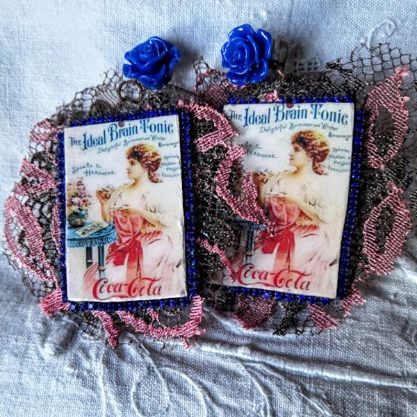 Boucles d’oreilles Coca Cola vintage avec Rosellina Blue