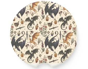 Dragons, Potions & Runes Soapstone Car Coaster | Fantasy Car Coaster