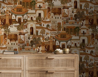 Moroccan Inspired Architectural Design Non-Woven Paste the Wall Double Roll Wallpaper