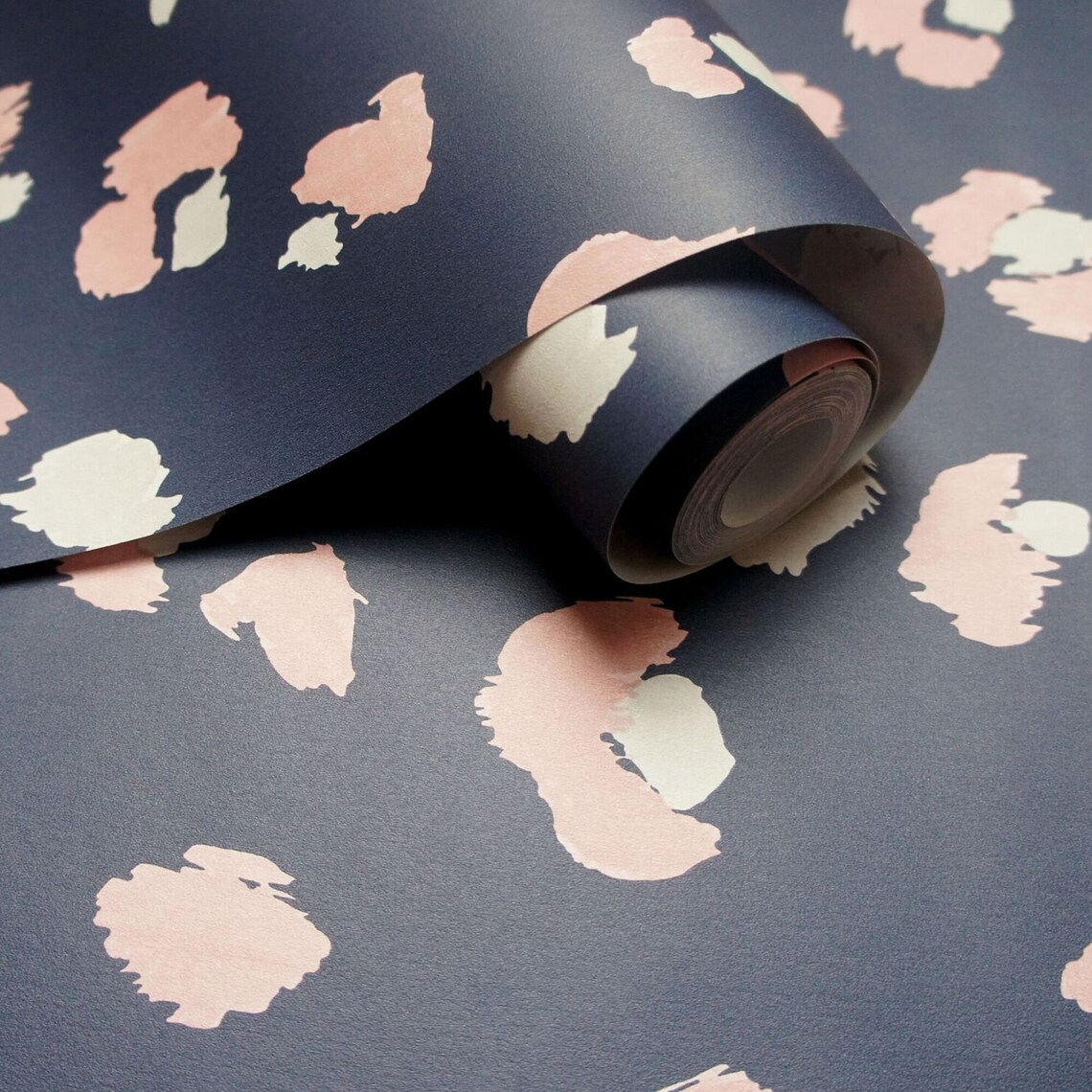 Navy Painted Leopard Wallpaper. Contemporary Animal Print Etsy