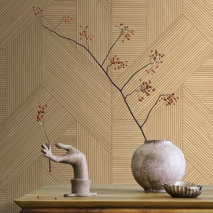 Geometrische Holzplatte strukturierte Tapete