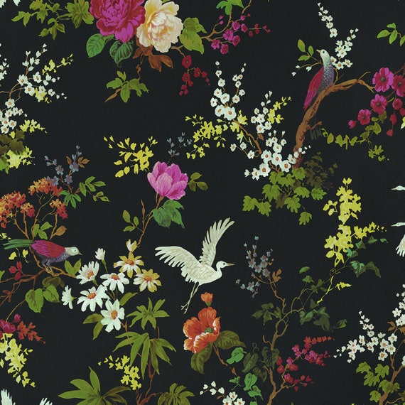 Walls Republic Almond Blossom Bold Black Floral Paper Strippable