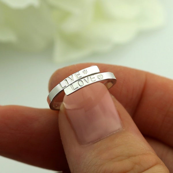 Ringstapel Namensring - Ring mit Namen - Offener Initial Ring - Personalisierbarer - Namensring