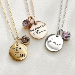 Personalized necklace with birthstone in 18K gold & rosé gold PVD plating or silver color