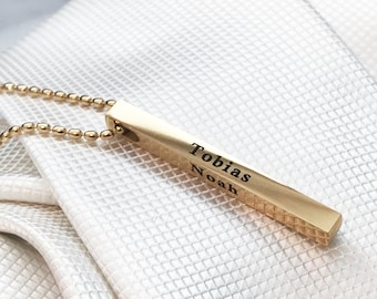 Fathers day gift - Mens Bar Necklace - Fathers day Necklace - Personalized Bar Necklace for Him - Custom Fathers day Gift - Gift for Dad