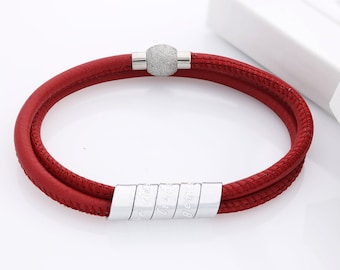 Pulsera de aniversario personalizada - Pulsera de aniversario para ella - Regalo de aniversario personalizada - Pulsera de cuero personalizada