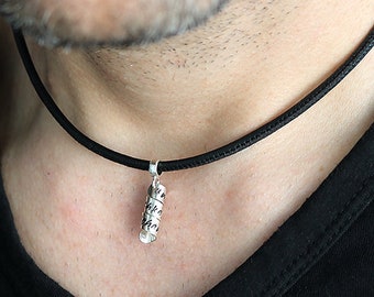 Collier pour père - collier en cuir personnalisé - collier argent pour homme - cadeau personnalisé pour père - de fille en père