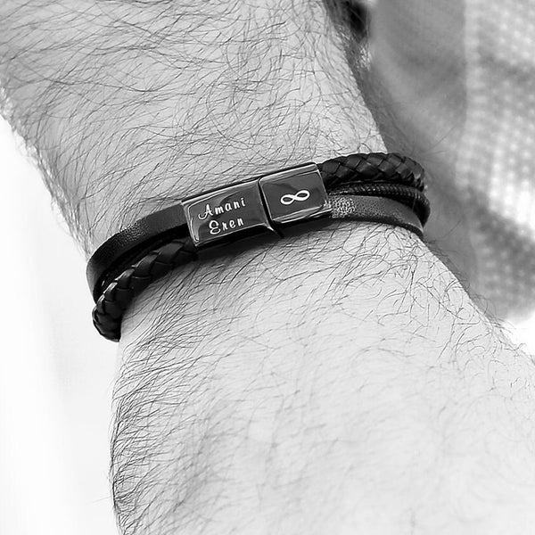 Personalisiertes Lederarmband für Männer - Personalisiertes Armband geflochten - Lederarmband für Ihn