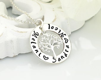 Custom Family Tree Necklace - Tree of life necklace - Custom  Family Necklace - Life Tree Necklace