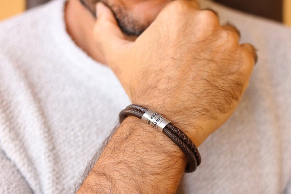 Personalisiertes Armband Für Ihn & Sie – Mit Foto, Text, Gravur – Edelstahl/Leder, Magnetisch, Abnehmbar