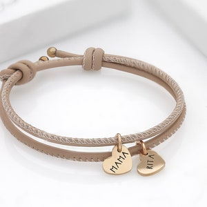 Personalized bracelet for forget me not friendship with engraving heart charm in 18K gold, rosé gold or silver image 3