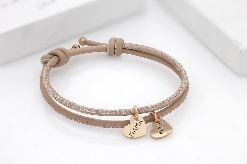 Personalized bracelet for forget me not friendship with engraving heart charm in 18K gold, rosé gold or silver zdjęcie 3