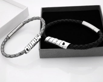 Bracelets assortis pour couples - Cadeau de Saint-Valentin pour couple - Bracelets assortis pour couples - Bracelets en cuir assortis - Saint-Valentin