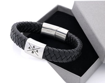 Pulsera trenzada personalizada - pulsera trenzada hombres - pulsera personalizada hombres - pulsera grabada hombres - pulsera de cuero trenzado hombres