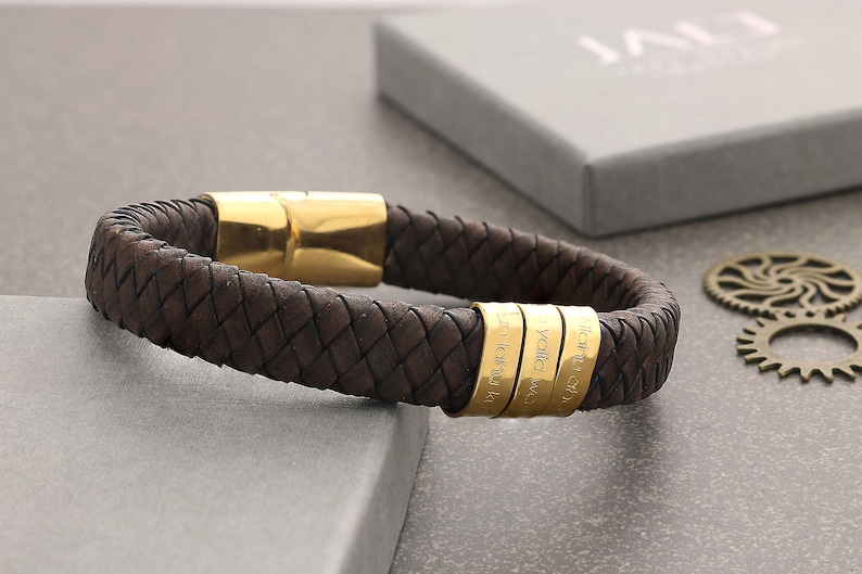 Personalized Mens Braided Bracelet Mens Leather Personalized Etsy