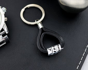 Personalisierter Schlüsselanhänger aus Leder mit Silber 925 Bead als Geschenk Luxus