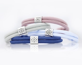 Personalized Knotted Bracelet – Sailing Rope and Stainless Steel Pendant, Adjustable, 100% Waterproof Sports Bracelet for Gym & Sauna