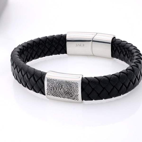 Fingerabdruck Armband für Männer mit bis zu 3 personalisierte Beads