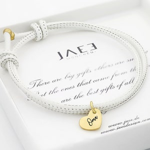 Personalized bracelet for forget me not friendship with engraving heart charm in 18K gold, rosé gold or silver zdjęcie 4
