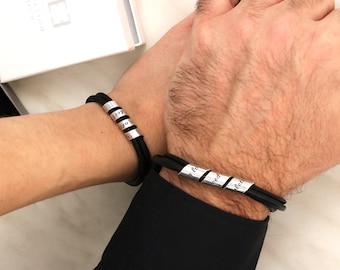 Bracelets couple - Bracelets partenaires personnalisés - Bracelet partenaire avec gravure