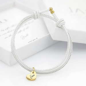 Personalized bracelet for forget me not friendship with engraving heart charm in 18K gold, rosé gold or silver image 5
