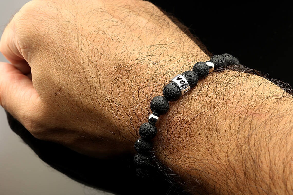 Mens beaded bracelet Lava bead bracelet Personalized mens Etsy
