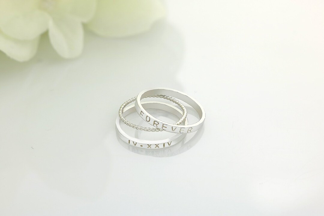 Personalized Stackable Rings - Set of Stackable Rings - Stacking Ring ...
