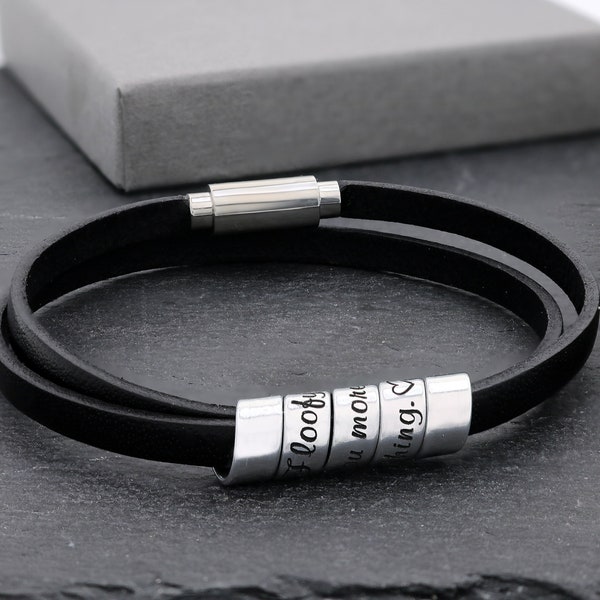 Mens bracelet leather - Personalized Leather Bracelet - Mens Personalized leather bracelet - Anniversary bracelet for Him