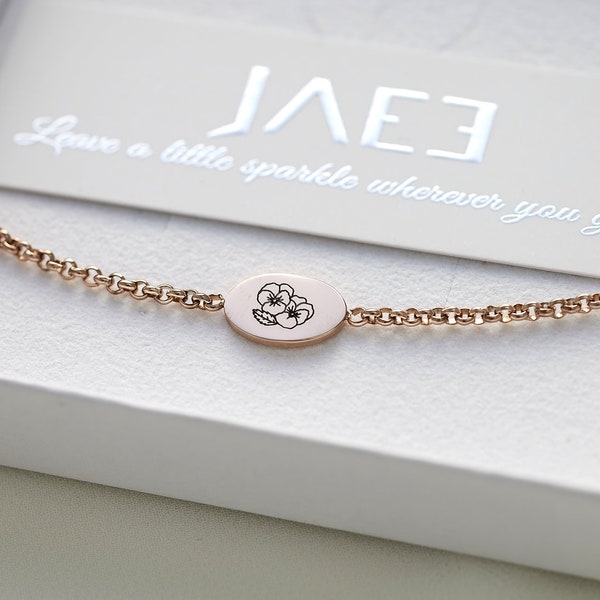 Geburtsblume Armband in gold, gold rosé oder silber, Personalisiertes Damenarmband als Geschenk