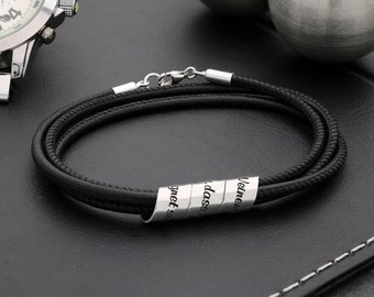 Mens leather bracelet - Secret message gift - Leather bracelet for mens - Anniversary gift - Bracelet for mens- Hand stamped - Husband gift