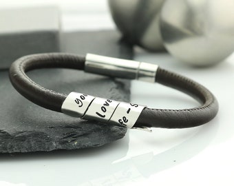 Leather Bracelet for men - Mens Personalized Bracelet - Leather Mens Bracelet - Personalized gift - Engraved Bracelet - Leather Bracelet